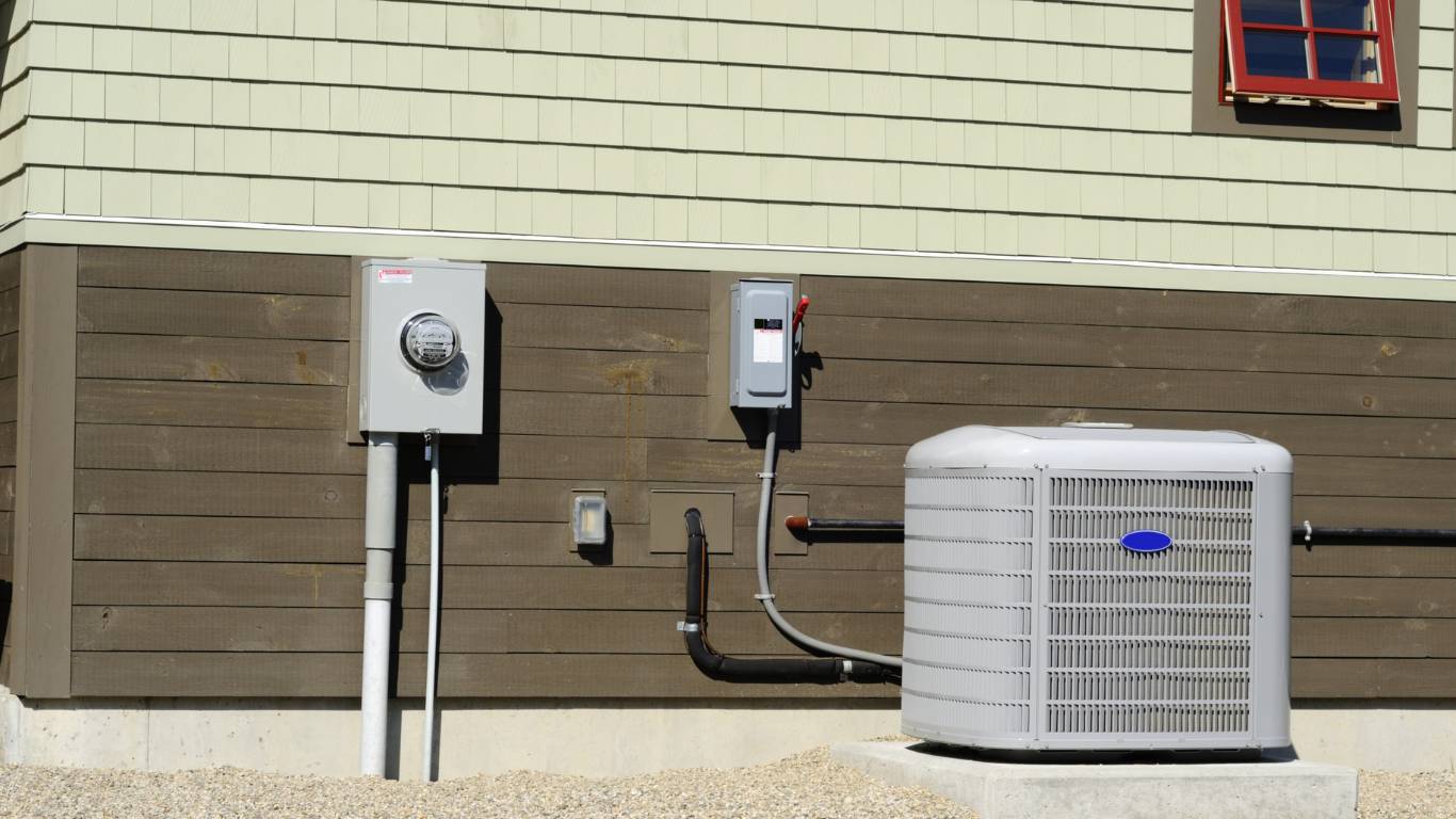 An HVAC on the exterior of a building